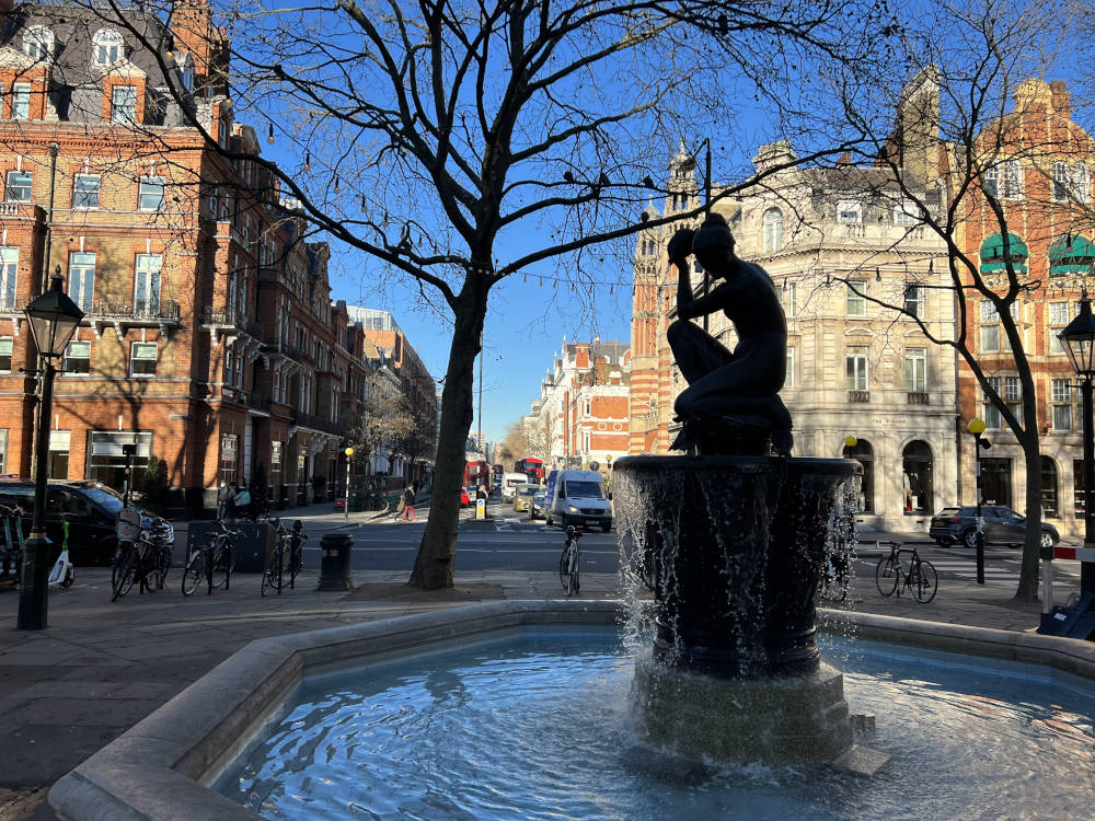 View of Sloane Street with Fountain