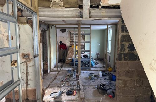 Internal structural alterations to a London property with steel beam installation and new partition framing