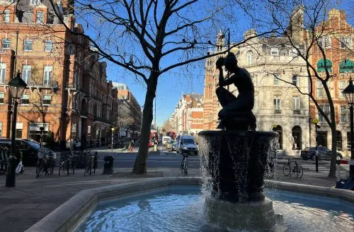 View of Sloane Street with Fountain